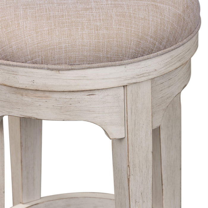 Liberty Farmhouse Reimagined Console Swivel Stool in Antique White