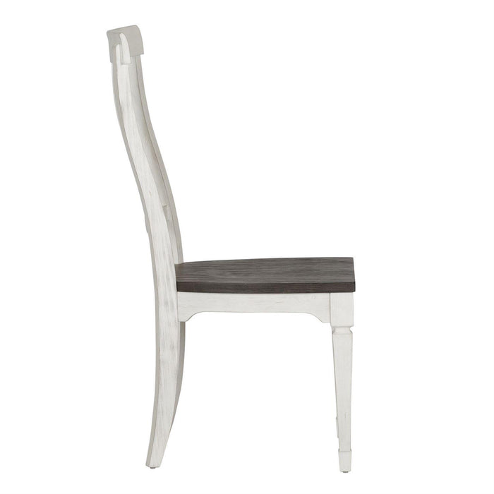 Liberty Furniture Allyson Park Slat Back Side Chair in White with Charcoal (Set of 2)
