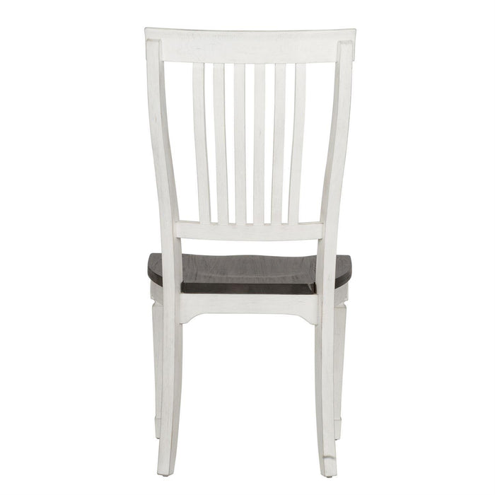 Liberty Furniture Allyson Park Slat Back Side Chair in White with Charcoal (Set of 2)