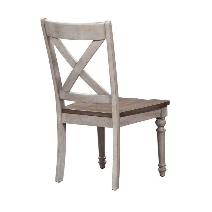 Liberty Furniture Cottage Lane X Back Wood Seat Side Chair (Set of 2) in Antique White
