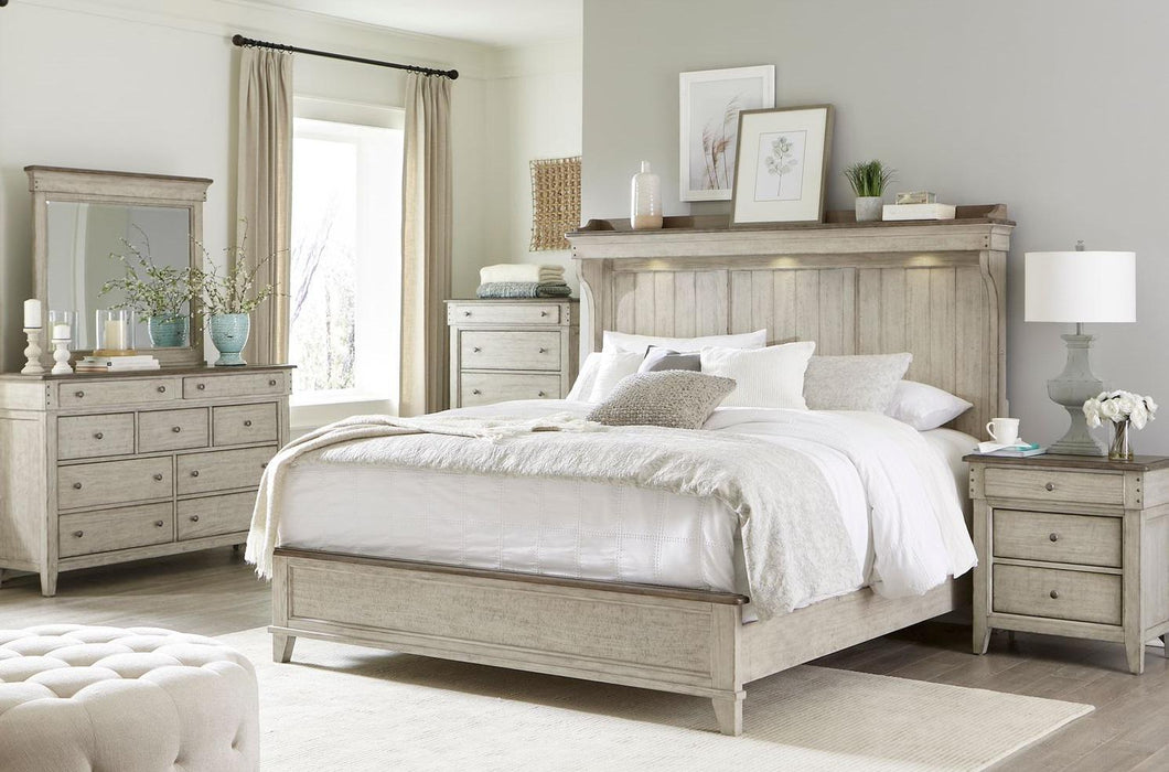 Liberty Furniture Ivy Hollow King Mantle Bed in Weathered Linen