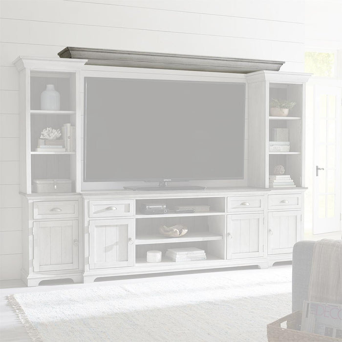 Liberty Furniture Ocean Isle Entertainment Center with Piers in Antique White with Weathered Pine