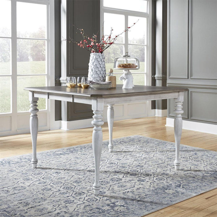 Liberty Furniture Ocean Isle Gathering Table in Antique White with Weathered Pine
