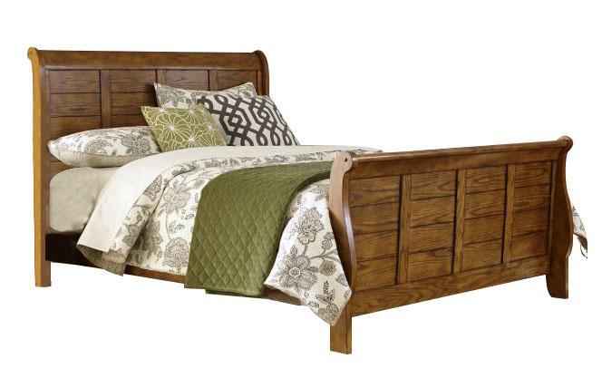 Liberty Furniture Grandpa's Cabin Queen Sleigh Bed in Age Oak
