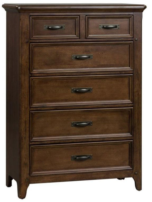 Liberty Furniture Saddlebrook 6 Drawer Chest in Tobacco Brown