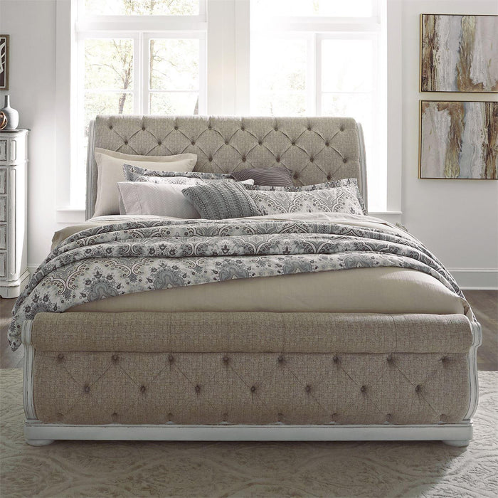 Liberty Magnolia Manor King Upholstered Sleigh Bed in Antique White